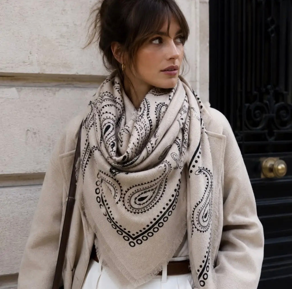 Square Woolen Paisley Scarf