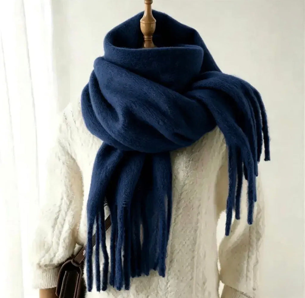 Solid Scarf with large fringe
