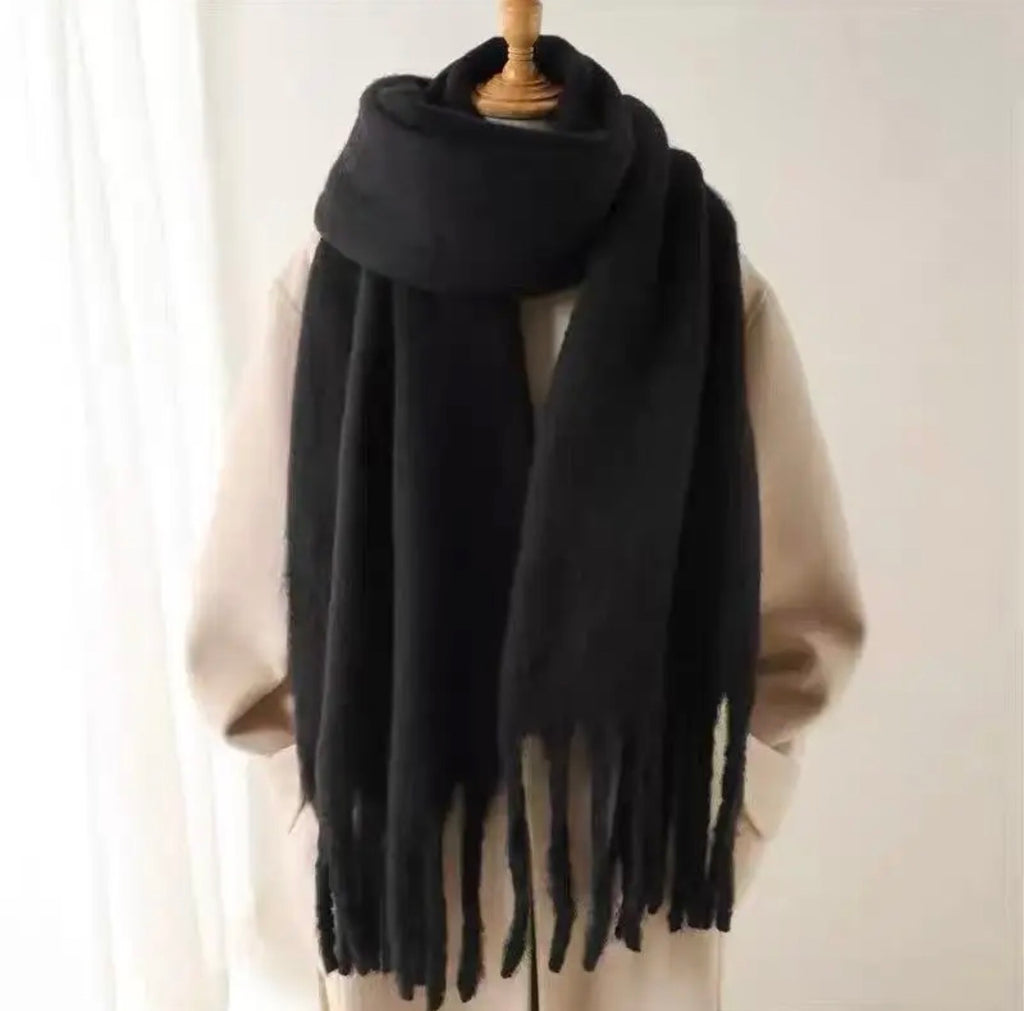 Solid Scarf with large fringe