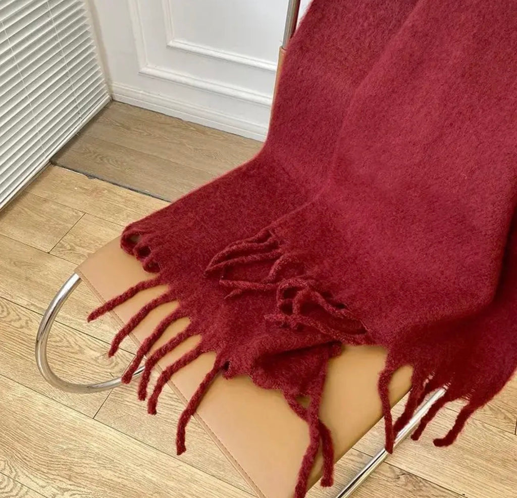 Solid Scarf with large fringe