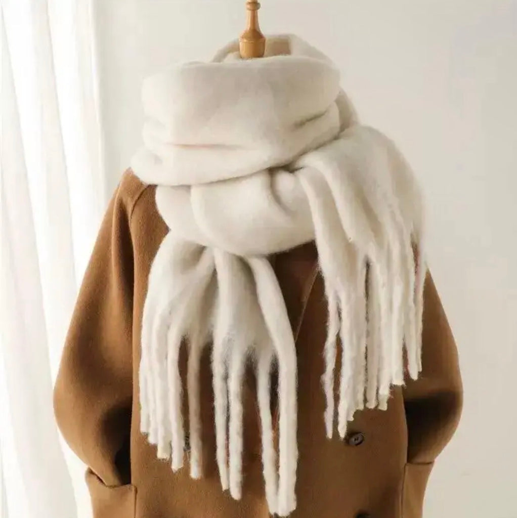 Solid Scarf with large fringe