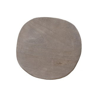 Round Paulownia Wood Pedestal, Grey Wash