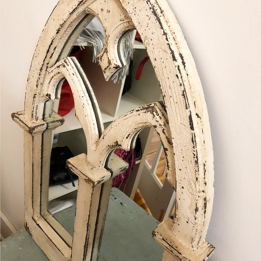 Distressed Wood Arch Mirror - Jennifer Haley Handbags