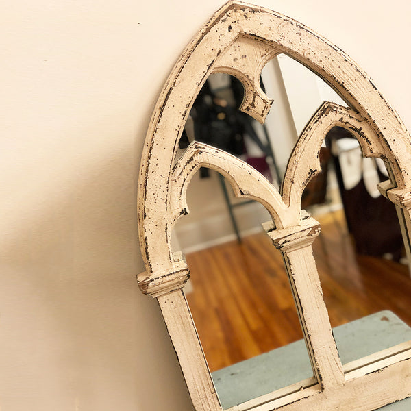 Distressed Wood Arch Mirror - Jennifer Haley Handbags